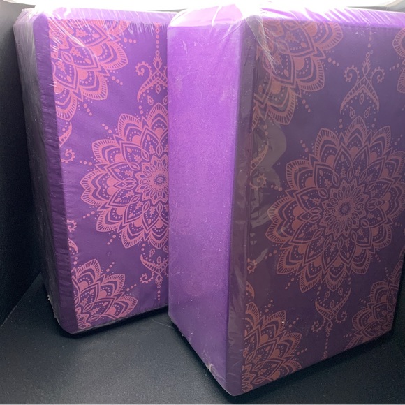 NWOT Yoga Blocks with Mandala Print, purple, Set of 2 blocks - Picture 1 of 4
